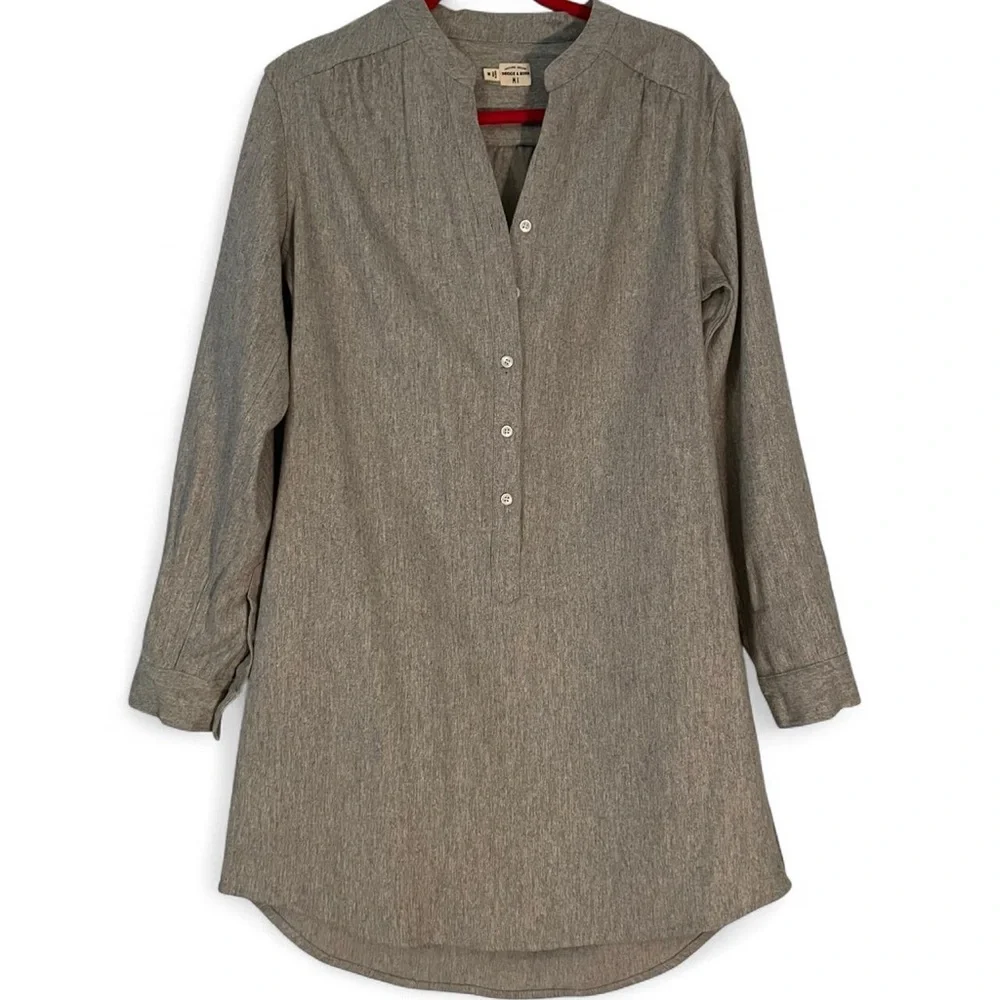 Gray Long Sleeve Shirt Dress - Picture 1 of 2